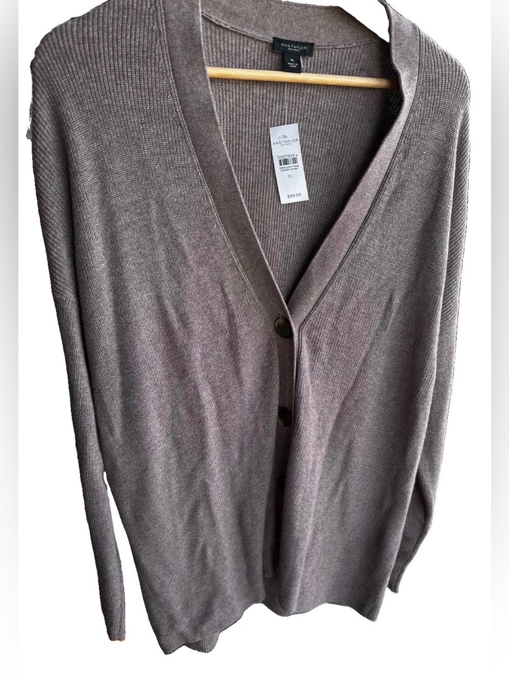 NWT XL Ann Taylor Women's Brown Cardigan Sweater Button Front MSRP 99.99